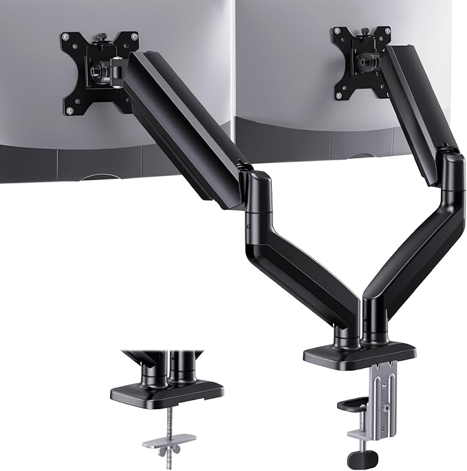 HUANUO Dual Monitor Mount, Mounts 2 Screens Up to 32 Inch, Holds 22 lbs per Arm by HUANUO