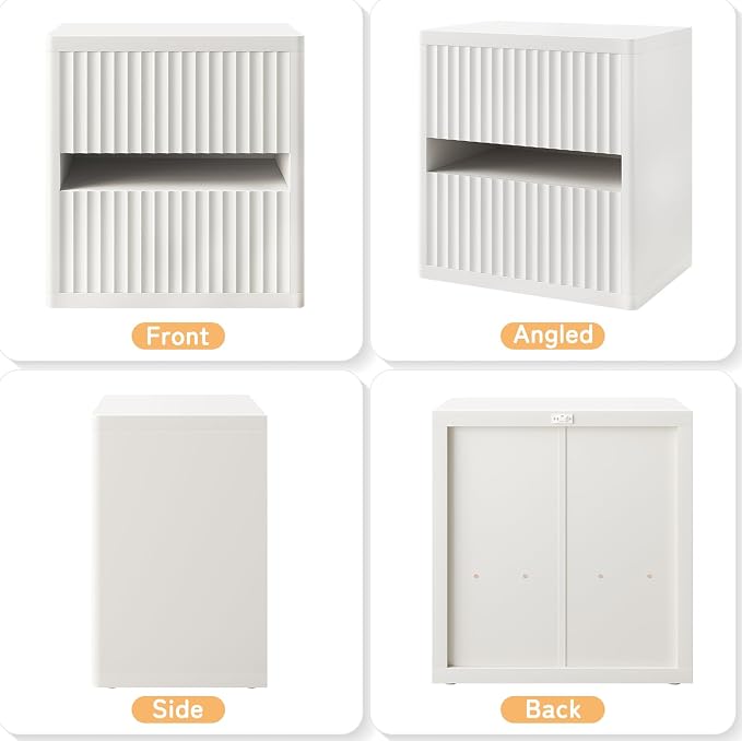 Dripex Fluted Nightstand with 2 Drawers, Large Wide Wood Night Stand Bedside - Image 7