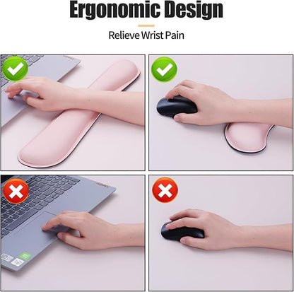 Bloss Pink Desk Mat and Keyboard Wrist Rest, Non-Slip Large Mouse Pad + - Image 3