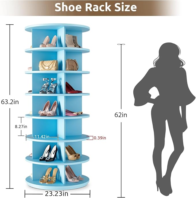 Rotating Shoe Rack 7 Tier Spinning Shoes Organizer Tower - Image 3