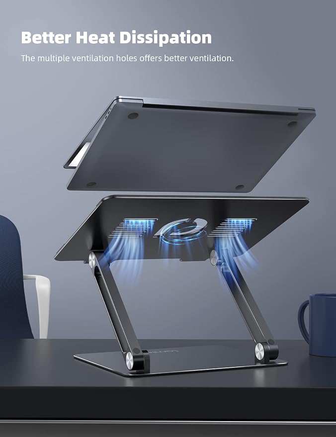 Lamicall Adjustable Laptop Stand, Portable Laptop Riser, Aluminum Laptop Stand - Image 3