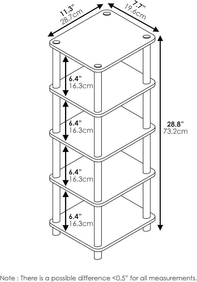 Furinno LACi 4-Bins System Rack, 11.3 x 28.8 Inch, Espresso/Black - Image 3