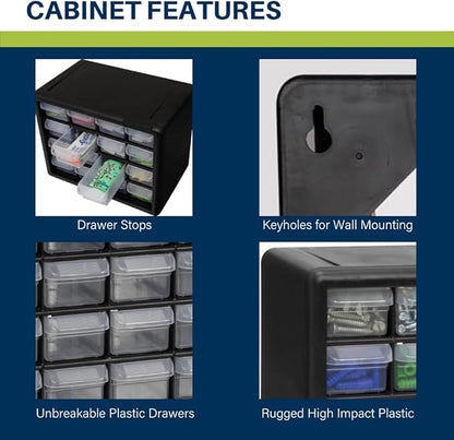 Akro-Mils 16-Drawer Plastic Storage Cabinet | 10-1/2 x 6-1/2 x 8-1/2 Inch | - Image 4