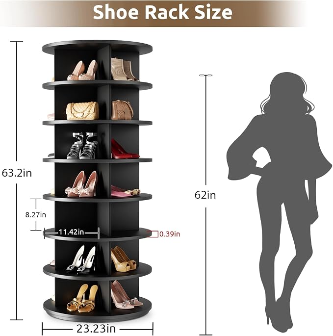 Rotating Shoe Rack 7 Tier Spinning Shoes Organizer Tower - Image 3