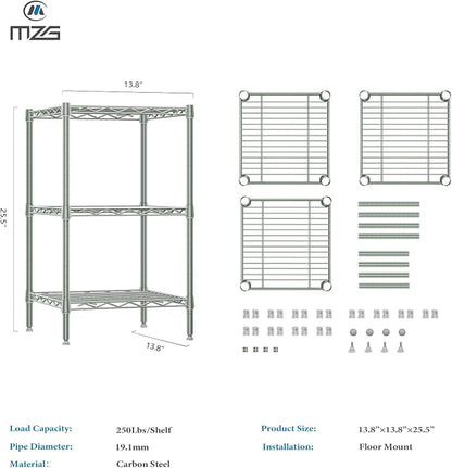 750 lbs 3-Shelf Storage Shelves Wire Shelving Unit Standing Metal Rack - Image 3