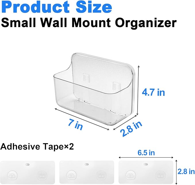 Diesisa Wall Mount Organizer, No Drilling Hang Adhesive Shelf, - Image 3