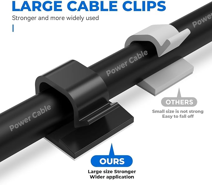 Large Cable Clips 40pcs with Strong Adhesive Tapes, Wire Holder Organizer Cord - Image 3
