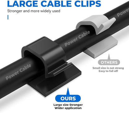 Large Cable Clips 40pcs with Strong Adhesive Tapes, Wire Holder Organizer Cord - Image 3