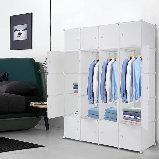 Cube Storage Organizer, 20-Cube Plastic Closet Cabinet, DIY Plastic Modular - Image 2