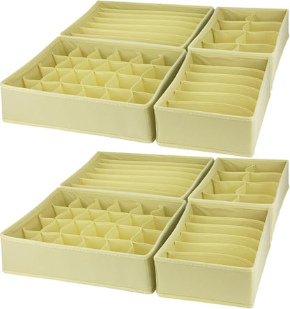 Dresser Drawer Organizer 8 Pack Clothes Underwear Sock Storage Beige Drawer by Bazasa
