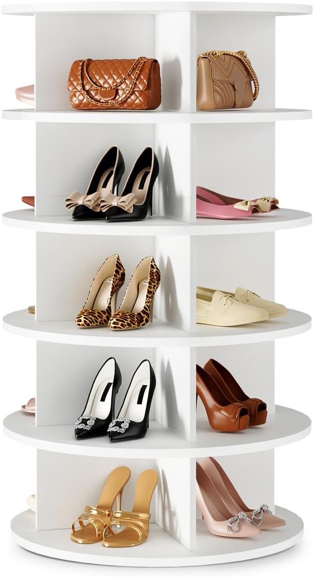 Rotating Shoe Rack 5 Tier Spinning Shoes Organizer Tower by BRFOYU