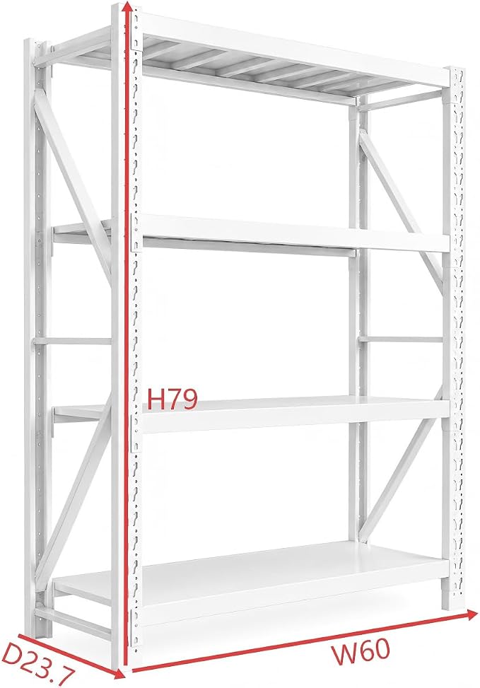 Heavy Duty Warehouse Shelving 4-Tier Industrial Steel Storage Shelves, 2600LB - Image 2