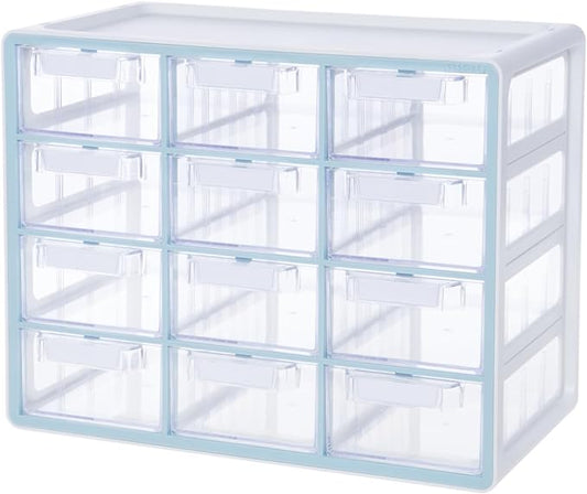 Blue Ginkgo Large 12-Drawer Cabinet – Stackable Clear Organizer by BLUEGINKGO