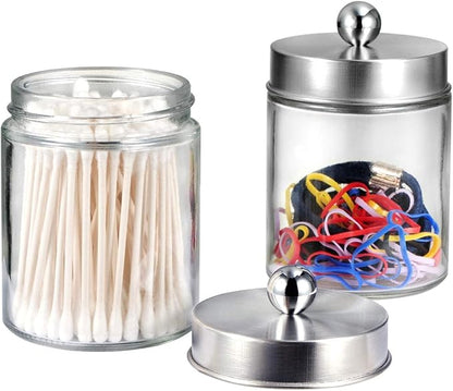 Amolliar 6Pc Apothecary Jars Bathroom Vanity Organizer- Rustic Farmhouse Decor - Image 3