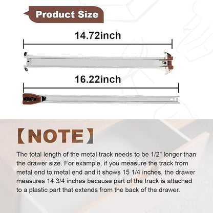 Drawer Slides Center Track for Kenlin Rite-Trak II Rails Kit, 16 Inch Drawer - Image 2