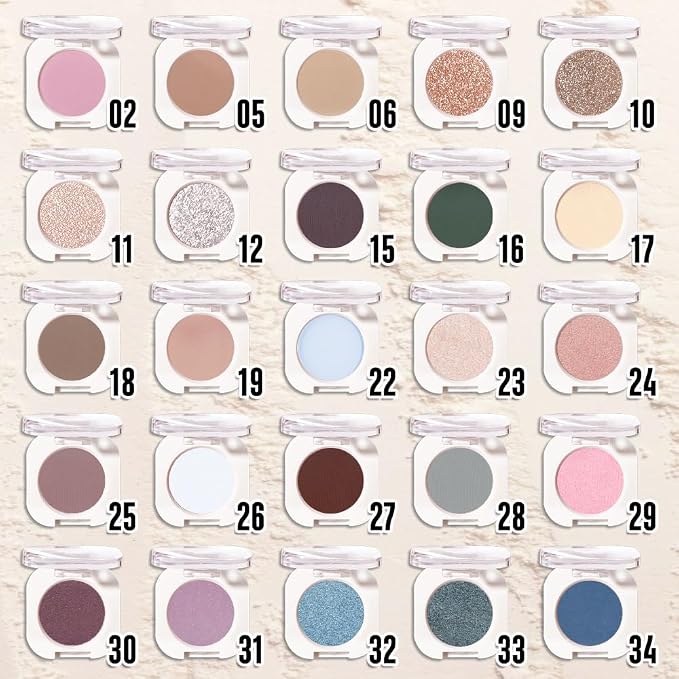 Pear White Single Glitter Eyeshadow Makeup, Neutral Powde Eye Shadow - Image 3