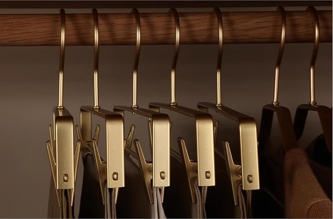 Premium Matte Gold Aluminum Pants Clip Hanger 10 Pack, Extra Smooth & Durable - Image 7