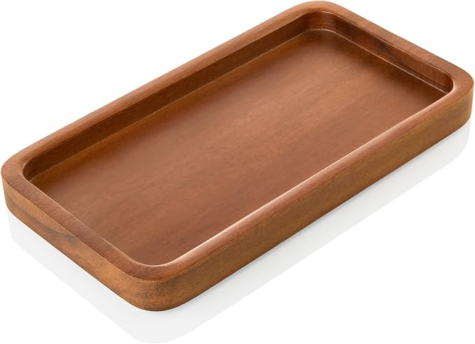ALELION 8" Acacia Wood Bathroom Vanity Tray by ALELION
