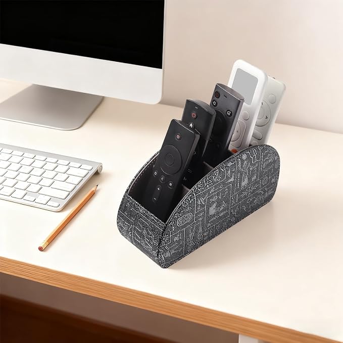Remote Control Holder with 5 Compartments, Upgraded PU Leather TV Remote Caddy - Image 6