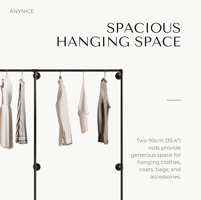 Industrial Pipe Clothing Rack, Heavy Duty Wall Mounted Clothes Rack, Retail - Image 4