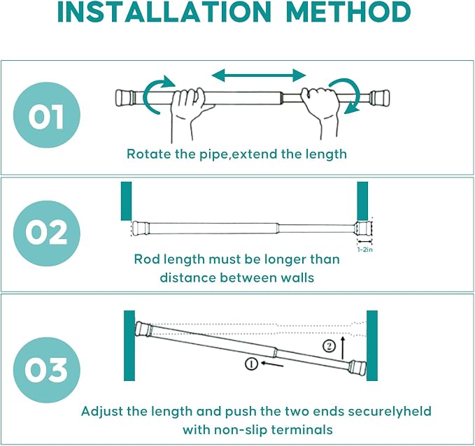 Silver Grey Adjustable Shower Curtain Rod 16-28 Inches 1 pc, 7/8" Diameter - Image 8