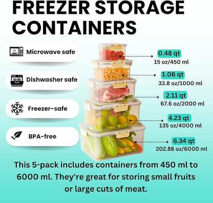 5-Pack Fruit Containers for Fridge Keep Fresh – Airtight Food Containers - Image 3