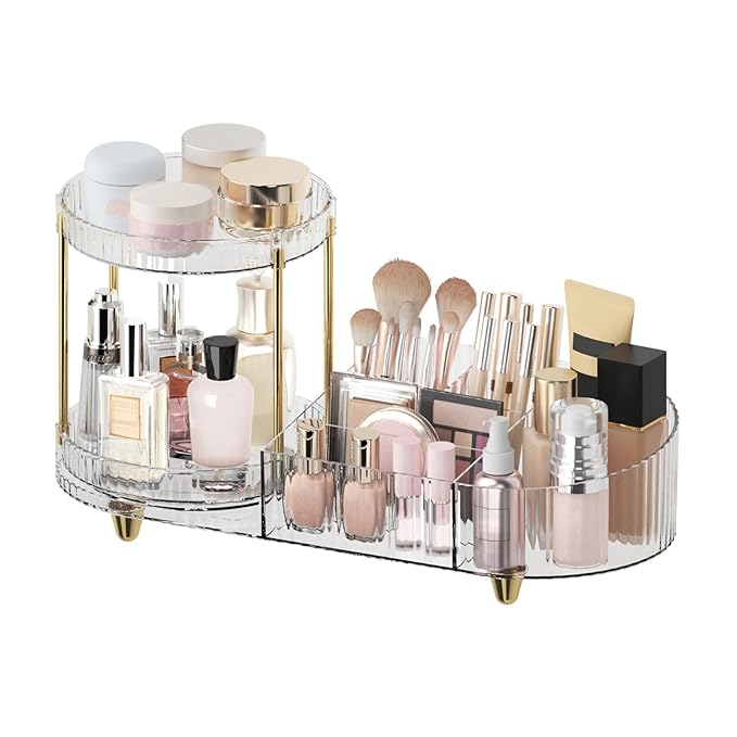 Makeup Organizer Countertop for Vanity, Rotating Perfume Tray by Jywantful