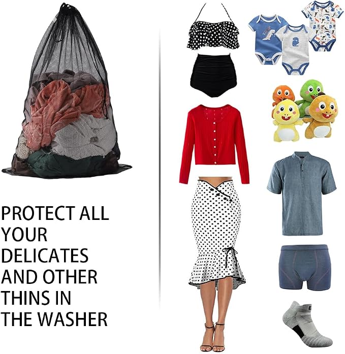 Kimmama Heavy Duty Coarse Mesh Drawstring Laundry Bag, 24 x 36'' | Super Sturdy - Image 3