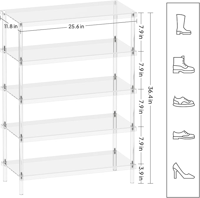 Aquiver 5-Tier Acrylic Shoe Rack - Image 3
