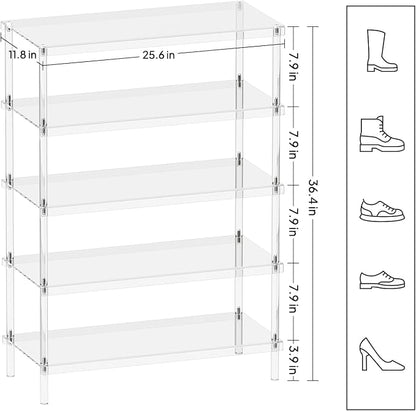 Aquiver 5-Tier Acrylic Shoe Rack - Image 3