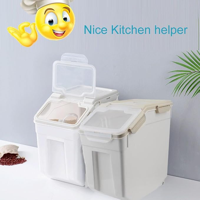 25LB Large Flour Storage Container Bin, 2 Pack Airtight Plastic - Image 8