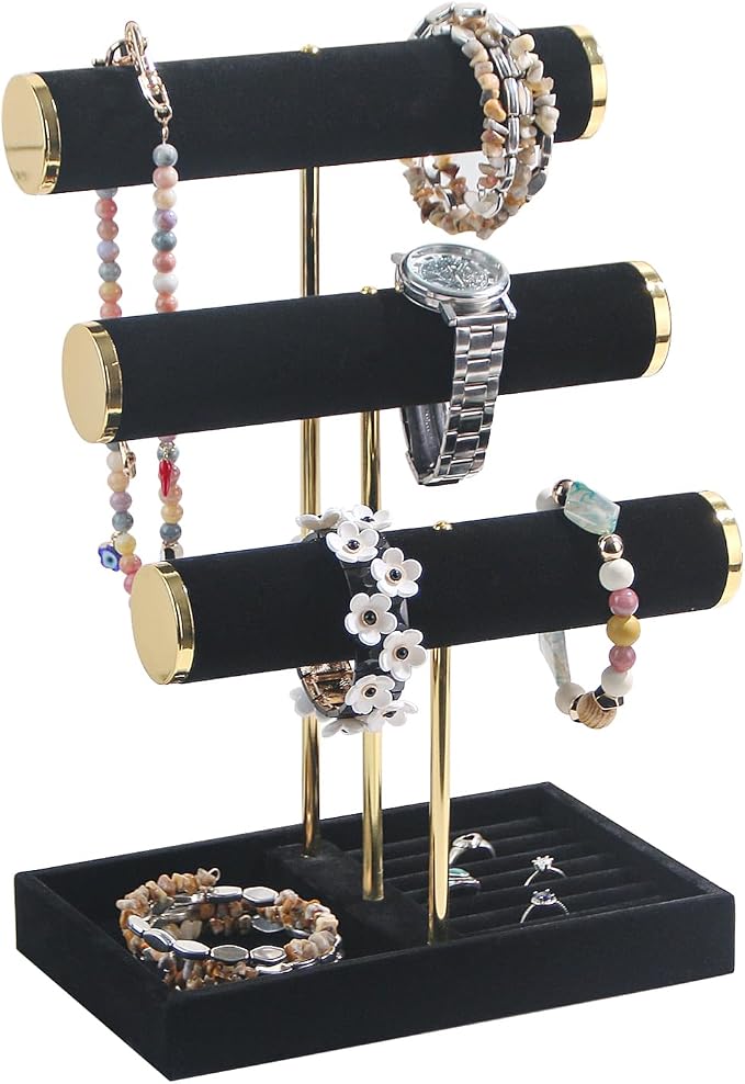 Bracelet Holder, 3 Tier Bracelet Display Holder, Detachable Velvet Jewelry by KunGe