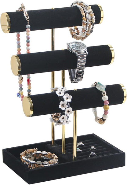 Bracelet Holder, 3 Tier Bracelet Display Holder, Detachable Velvet Jewelry by KunGe