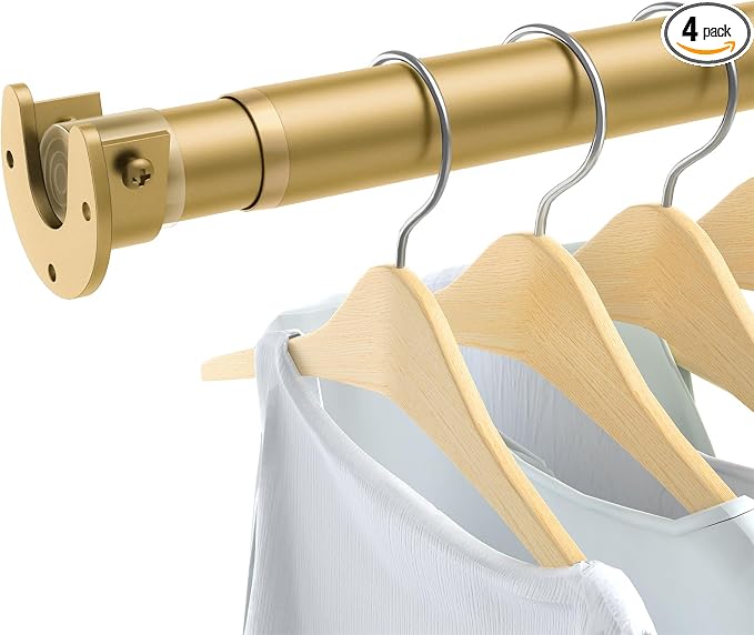 4 Pack Closet Rods for Hanging Clothes, 17 to 39 Inch Heavy Duty Stepless by ForYourHome