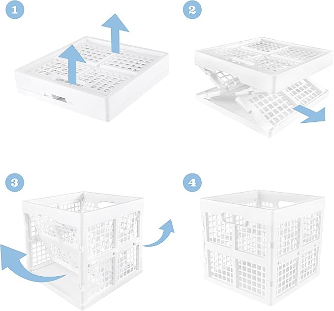3-Pack Collapsible Plastic Storage Crates, Foldable Crates - Image 5
