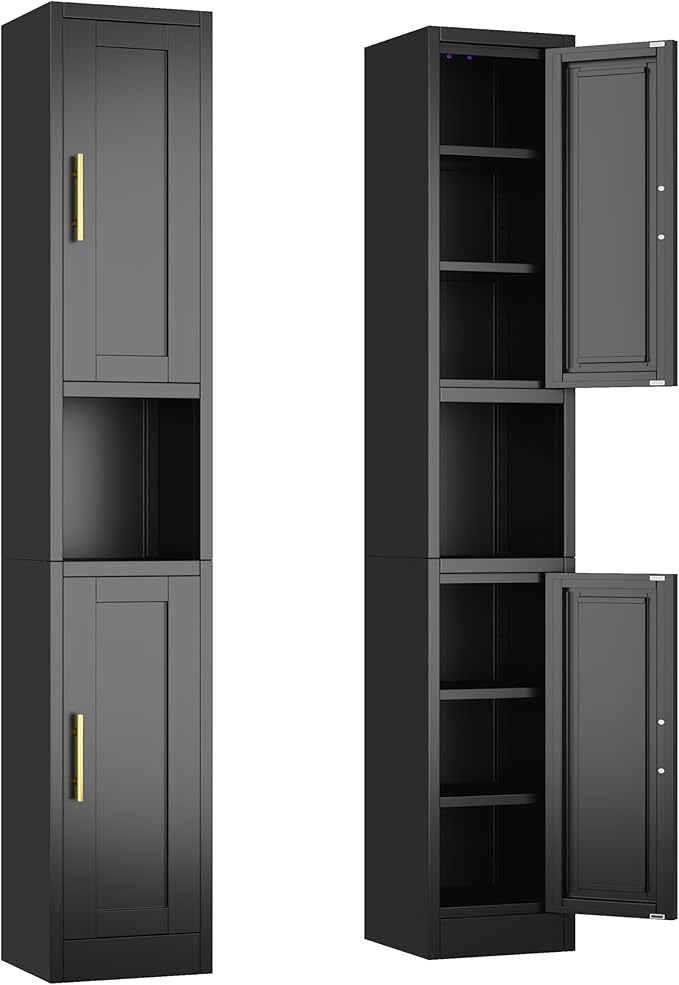 Ckzbx Tall Narrow Storage Cabinet 66.93" H Tall Bathroom Cabinets Metal Pantry by Ckzbx