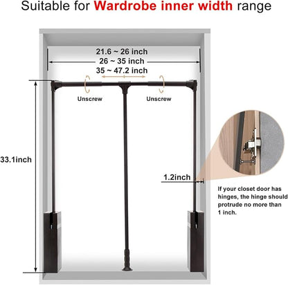 Pull Down Closet Rod for Hanging Clothes, Retractable Wardrobe Hanger for - Image 3