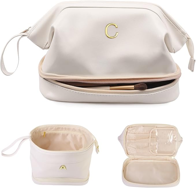 Women Gifts, Initial Makeup Bag, Personalized Double Layer Cosmetic Bag by Vogewood