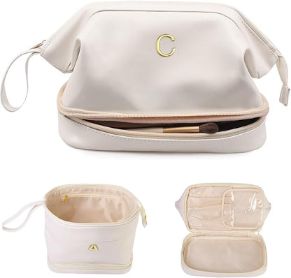 Women Gifts, Initial Makeup Bag, Personalized Double Layer Cosmetic Bag by Vogewood