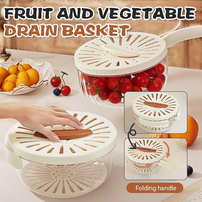 Multi-Functional Fruit and Vegetable Washing Bowl, Fruit Strainer Container - Image 2