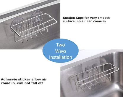 Sink Caddy Sponge Holder for Kitchen Sink Dish Cloth Hanger 2 Suspension Options - Image 4
