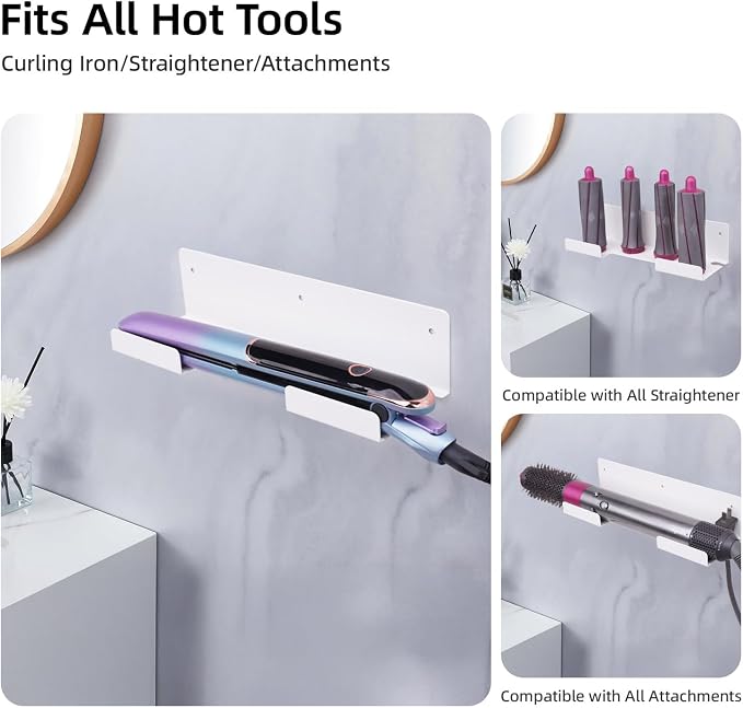 Dyson Straightener Holder, Hair Dryer Holder Wall Mount for, Adhesive Curling - Image 2