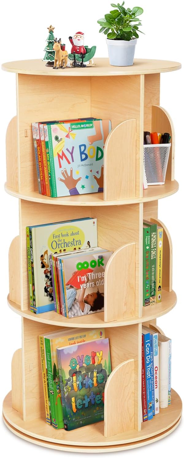 OOOK Kids Rotating Bookshelf, 3 Tier Corner Bookshelf by OOOK