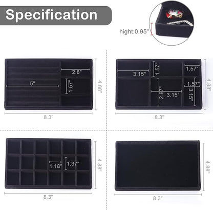 Set of 8 Velvet Jewelry Drawer Organizer Inserts, Stackable Trays - Image 4