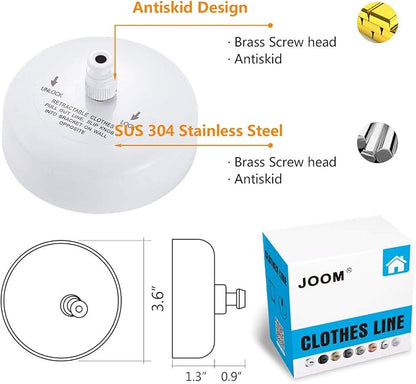 JOOM Retractable Clothesline Stainless Steel Heavy Duty 9Feet - Image 3