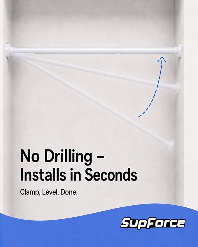 Supforce Closet Rod, No Drill Closet Rod - Image 4