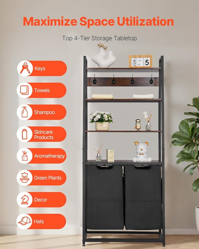 VEVOR 4 Tiers Laundry Sorter, Tall Laundry Hamper - Image 6
