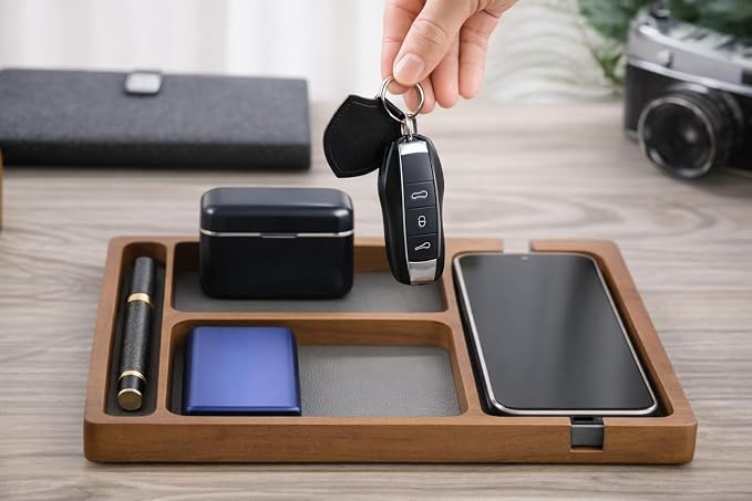 Shinpuru Wooden Valet Tray for Men, Nightstand Organizer - Image 8