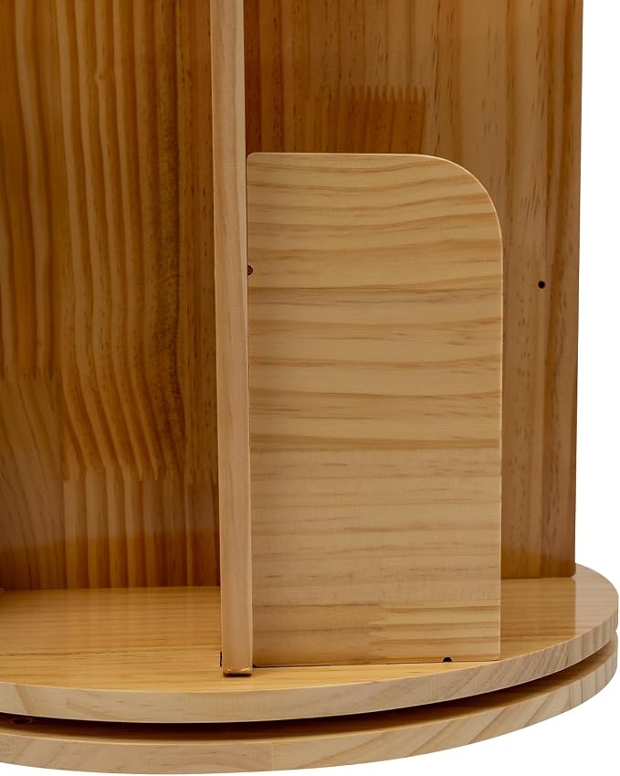 3 Tier Rotating Bookshelf Tower, Wood Revolving 360 Book Shelf, Vertical Rotate - Image 6