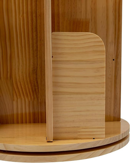 3 Tier Rotating Bookshelf Tower, Wood Revolving 360 Book Shelf, Vertical Rotate - Image 6